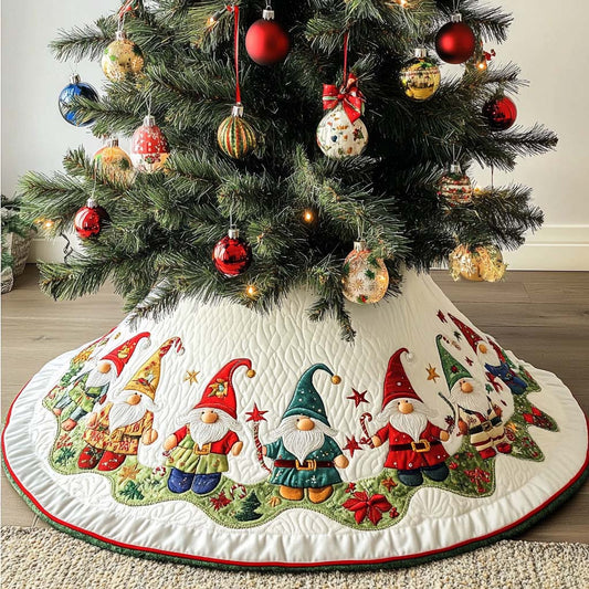 Gnome Wonderland Christmas Quilted Tree Skirt NCU0NT1204