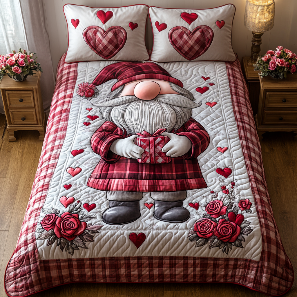 Gnome Charm Quilted Bedding Set NCU0DV2354