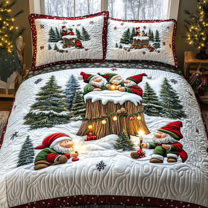 Gnome Gathering Quilted Bedding Set NCU0DV1773