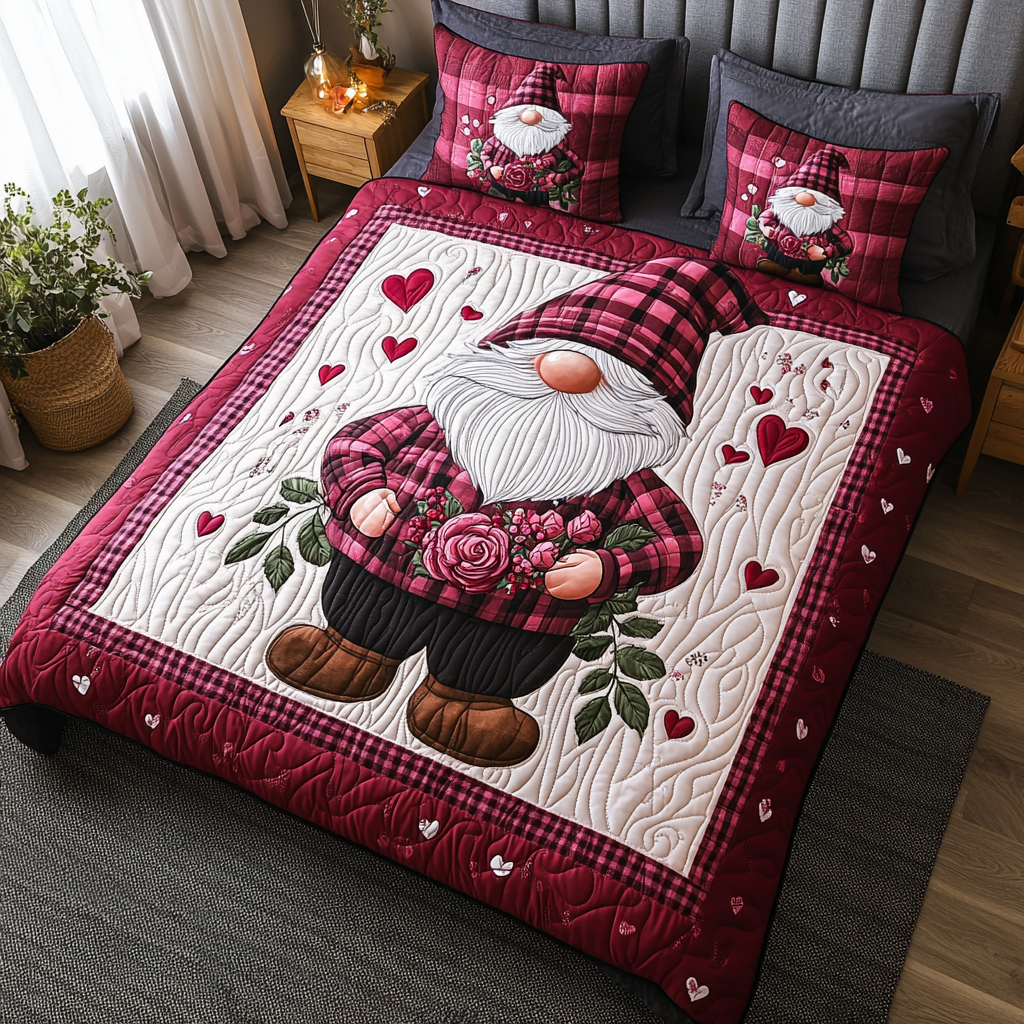 Gnome Love Quilted Bedding Set NCU0DV2353