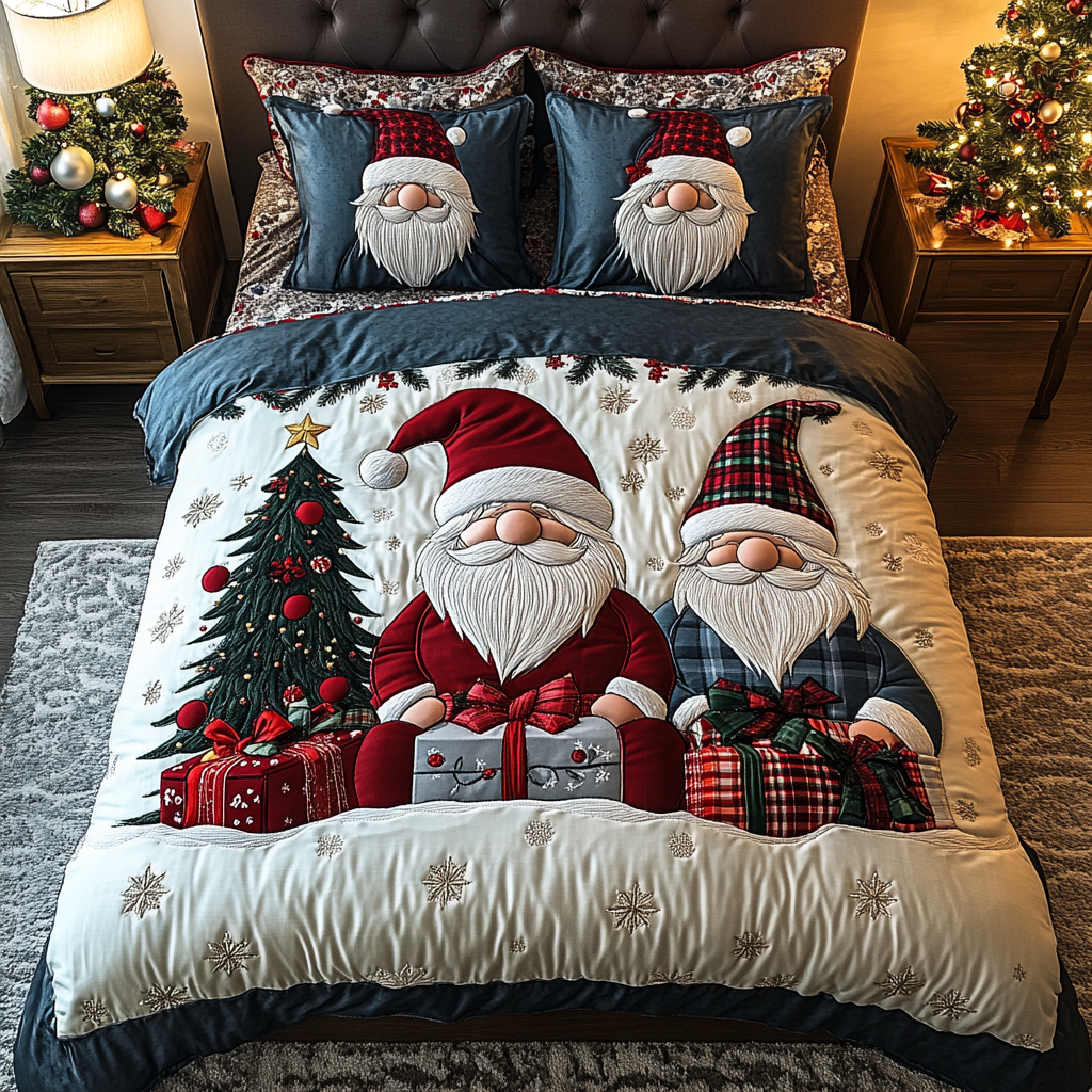 Gnome Noel 3-Piece Quilted Bedding Set NCU0DK2578