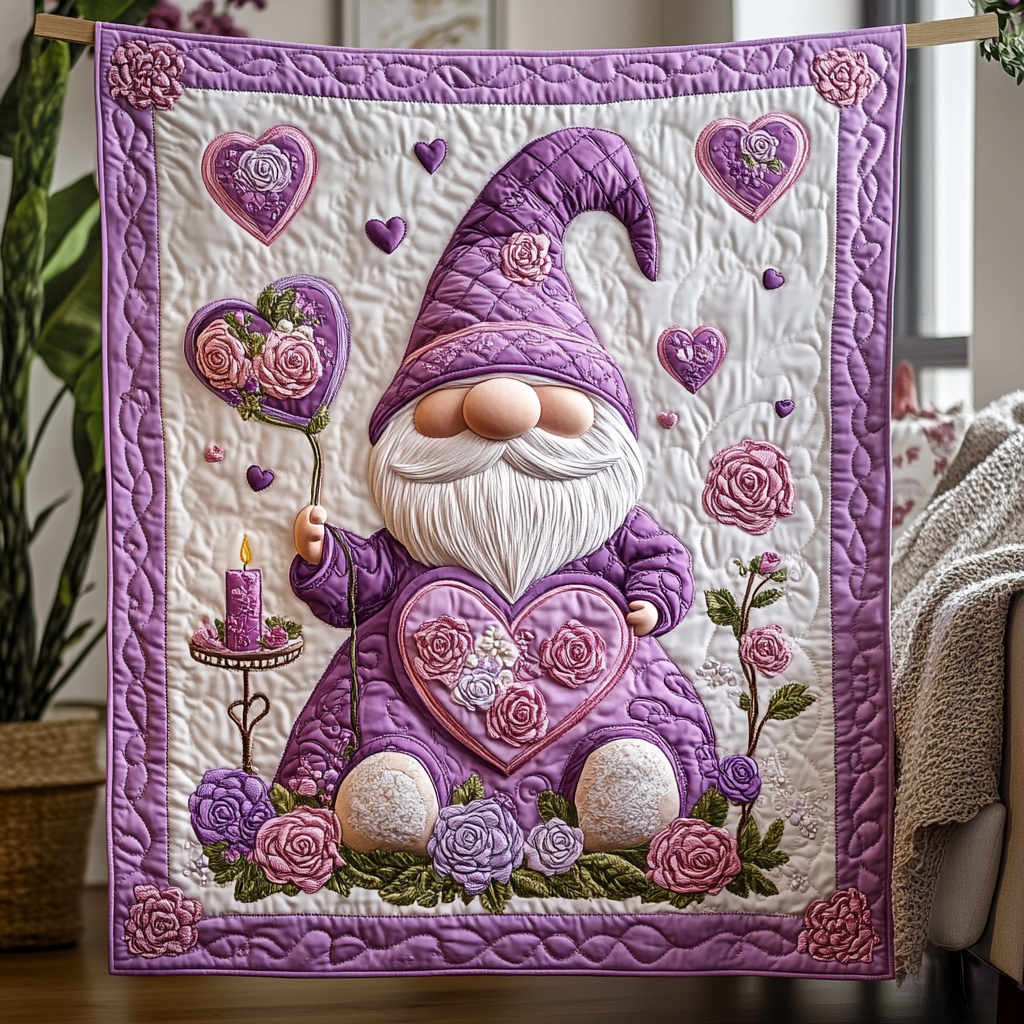 Gnome Romance Quilted Blanket NCU0VH1357