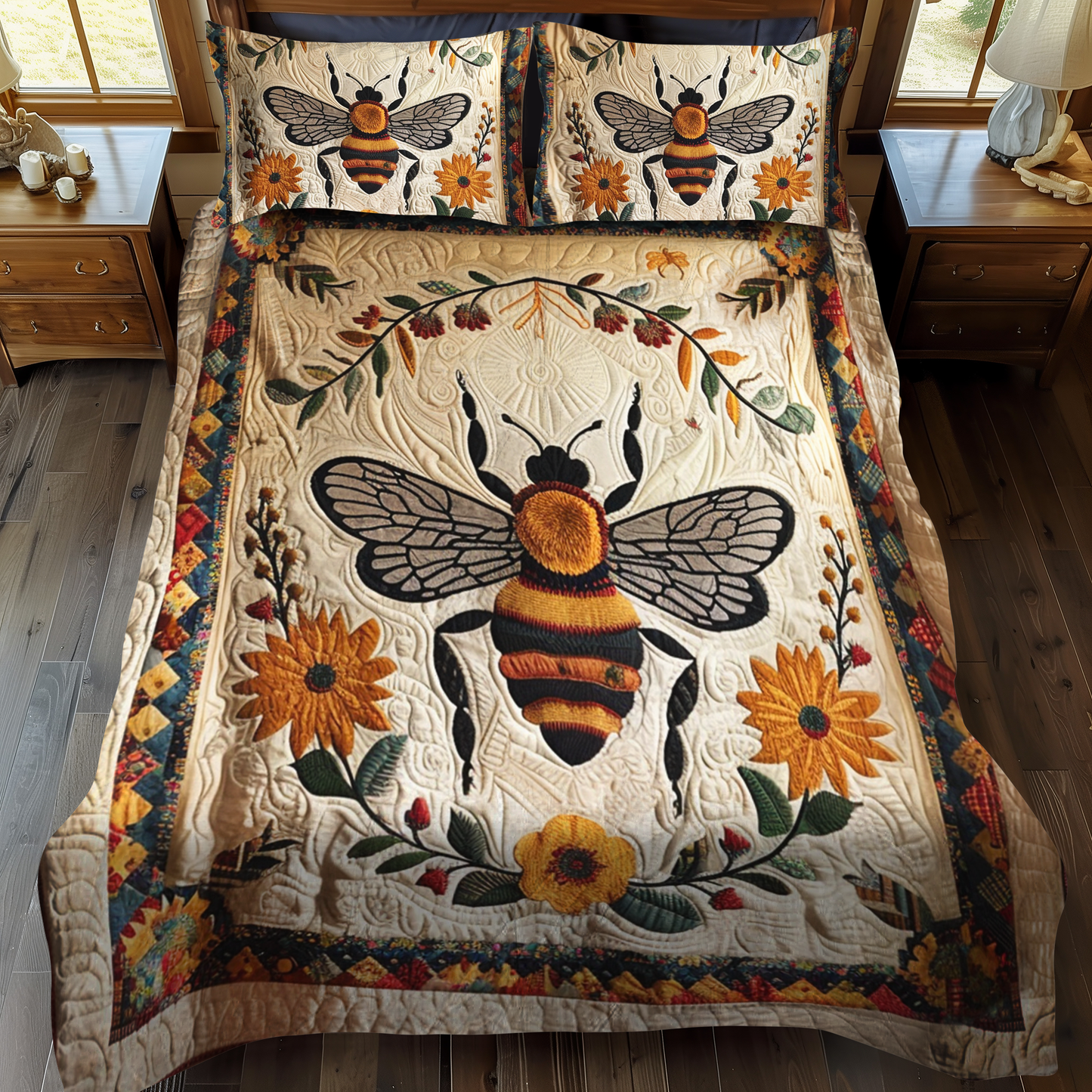 Golden Bee 3-Piece Quilted Bedding Set NCU0NT006