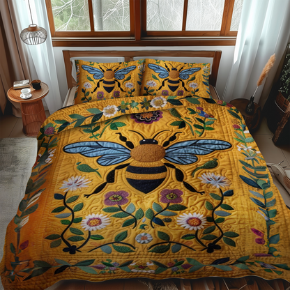 Golden Bumblebee Art 3-Piece Quilted Bedding Set NCU0NT002