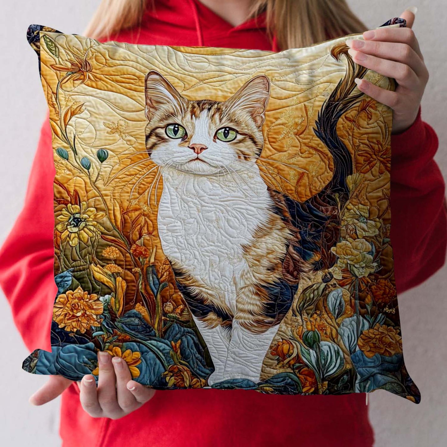 Golden Cat Quilted Pillow Case NCU0NT1015