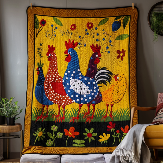 Golden Harvest Chicken Quilted Blanket NCU0TL240