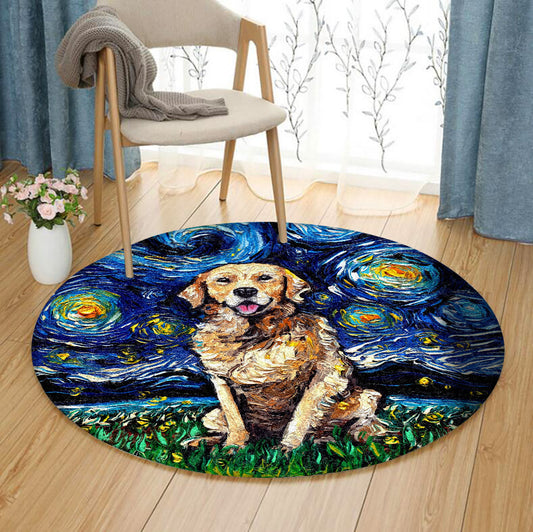 Golden Retriever DD160821RR Round Area Rug