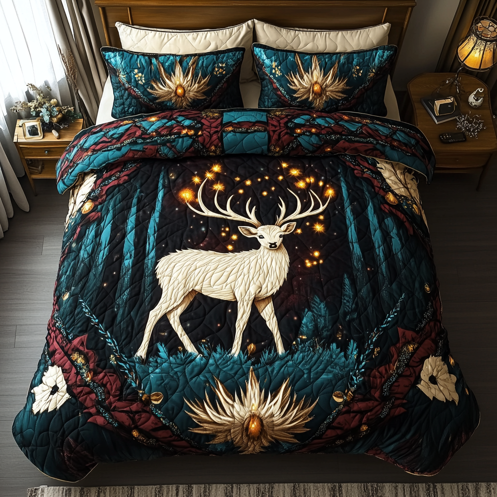 Golden Antlers 3-Piece Quilted Bedding Set NCU0DK3326