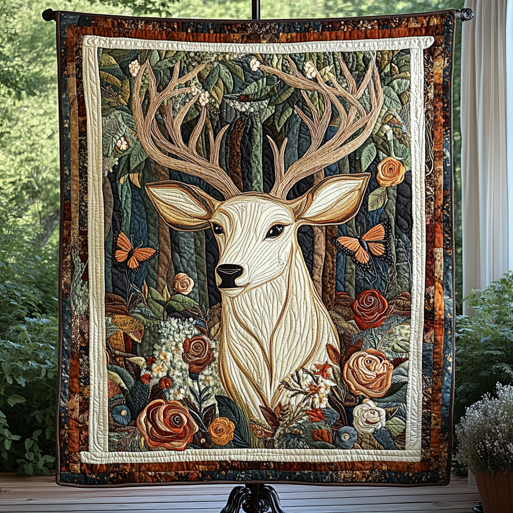 Golden Antlers Quilted Blanket NCU0DK2712