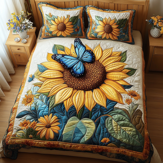 Golden Bloom Quilted Bedding Set NCU0DV2041