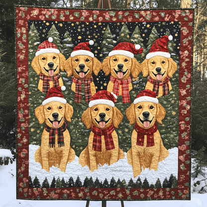 Golden Christmas Art Quilt Hanging NCU0TH1604