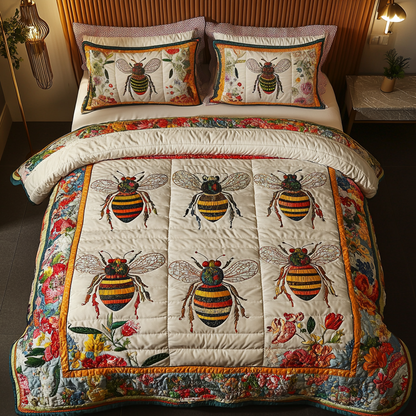 Golden Hive 3-Piece Quilted Bedding Set NCU0DK2430