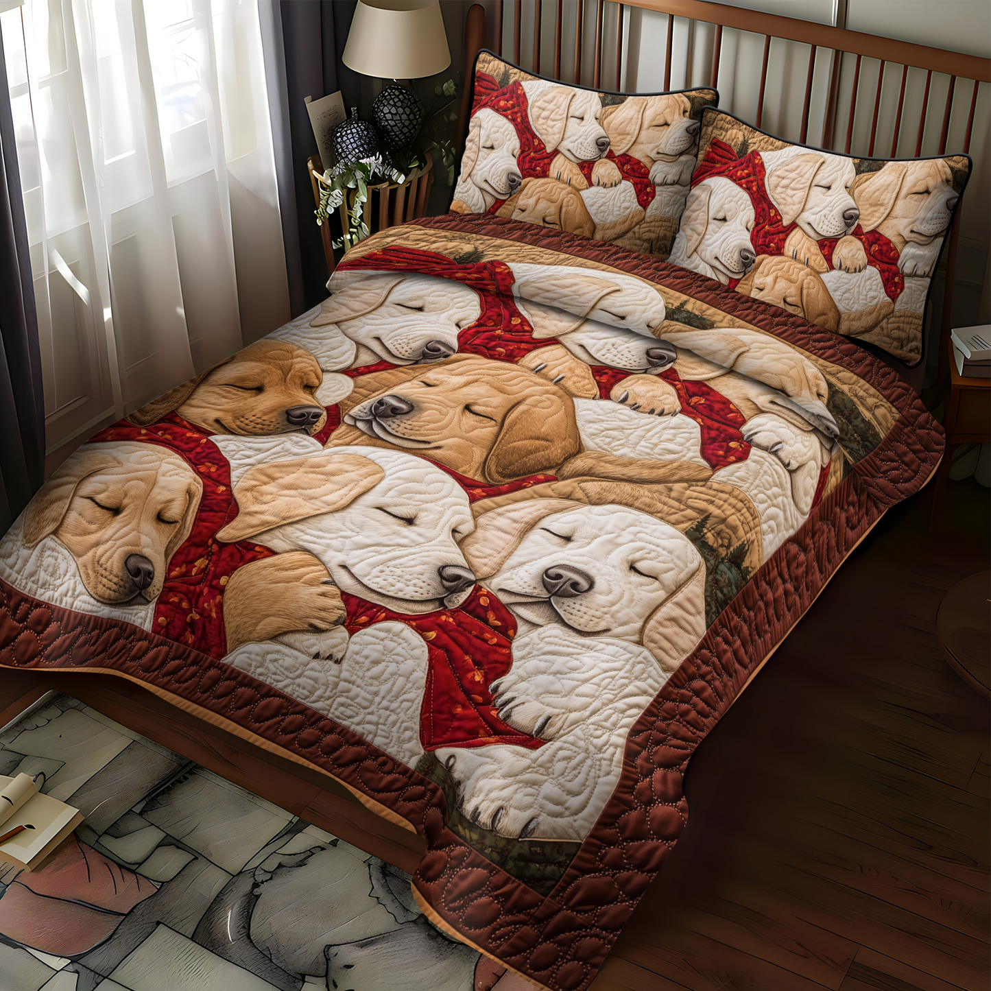 Golden Joy 3-Piece Quilted Bedding Set NCU0DK1344