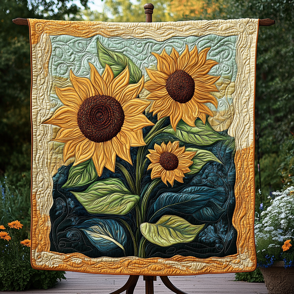 Golden Petals Quilted Blanket NCU0DK3551