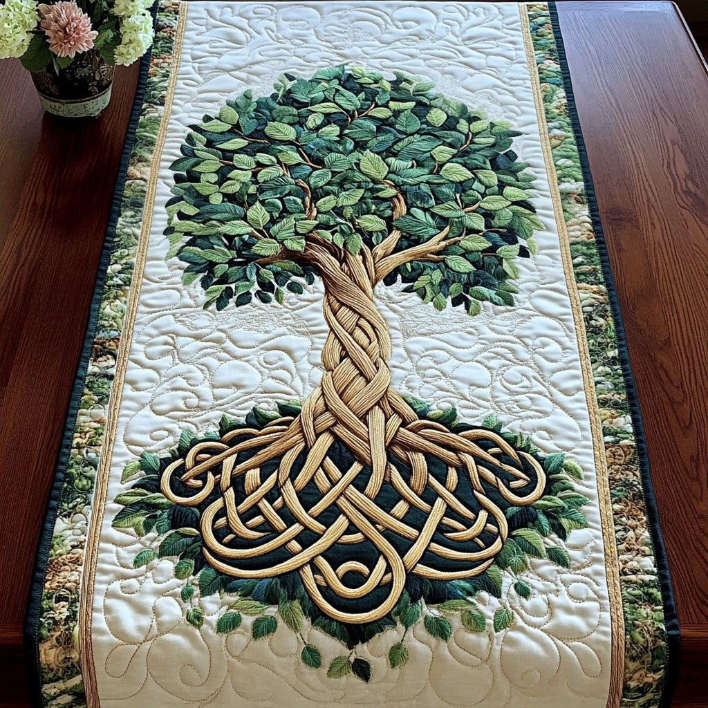 Green Harmony Quilted Table Runner NCU0NT3028