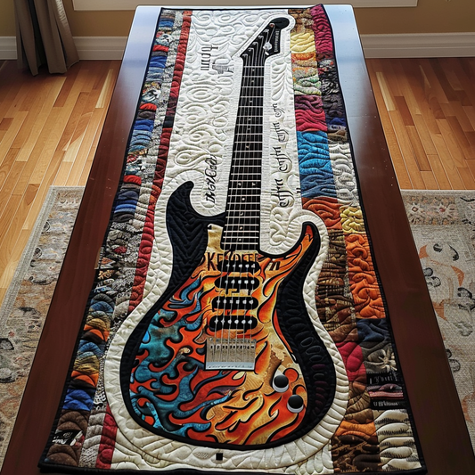 Guitar Symphony Quilted Table Runner NCU0TH782