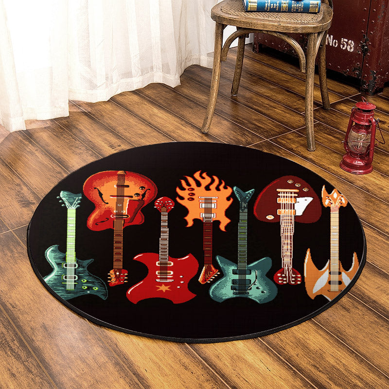 Guitar CLM280816TM Round Area Rug