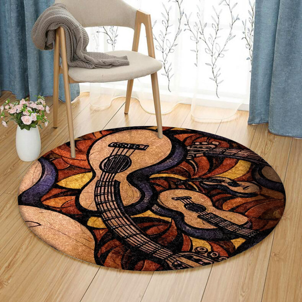 Guitar DD230809RR Round Area Rug