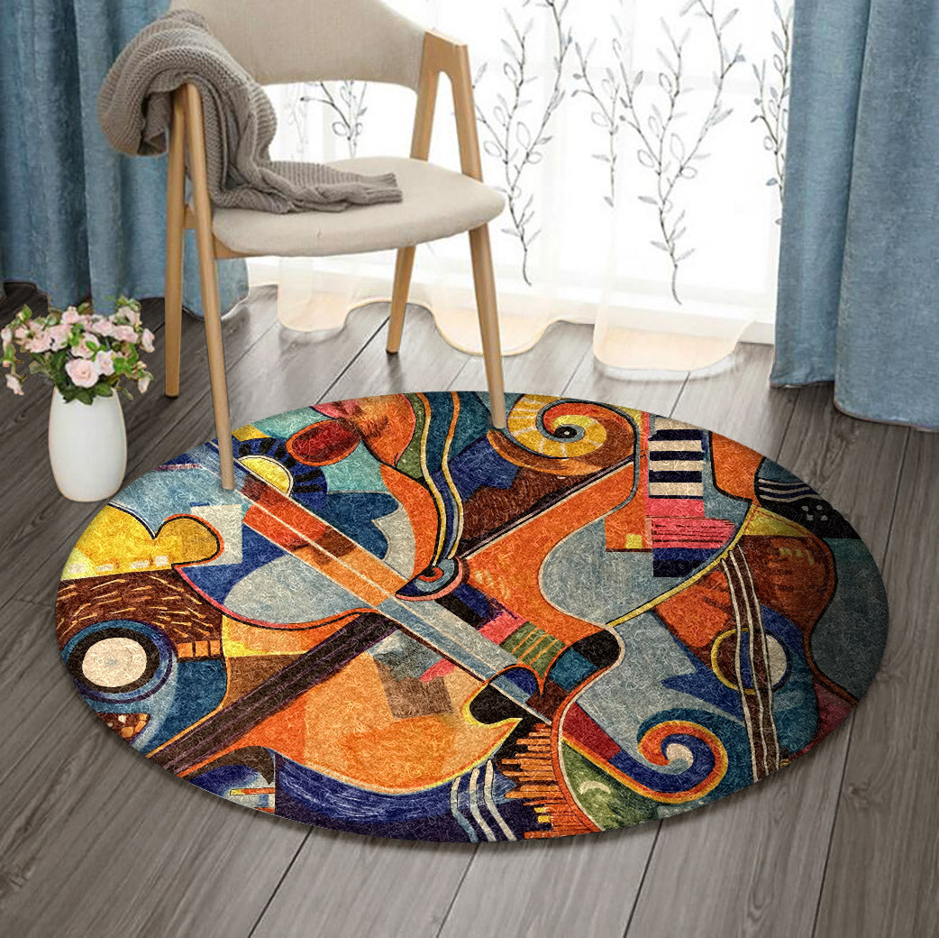 Guitar Violin DV0710083RR Round Area Rug