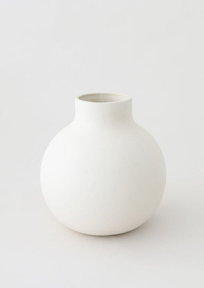 Afloral Creamy White Round Ceramic Vase - 8"