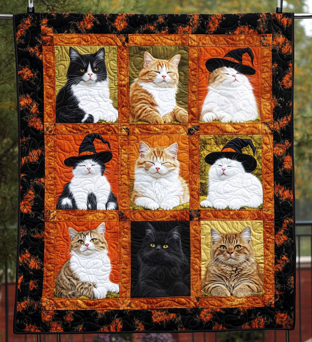 Halloween Feline Quilted Blanket NCU0PT536