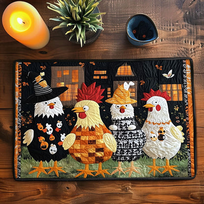 Mantel individual acolchado con diseño de gallinas de Halloween NCU0TL1272