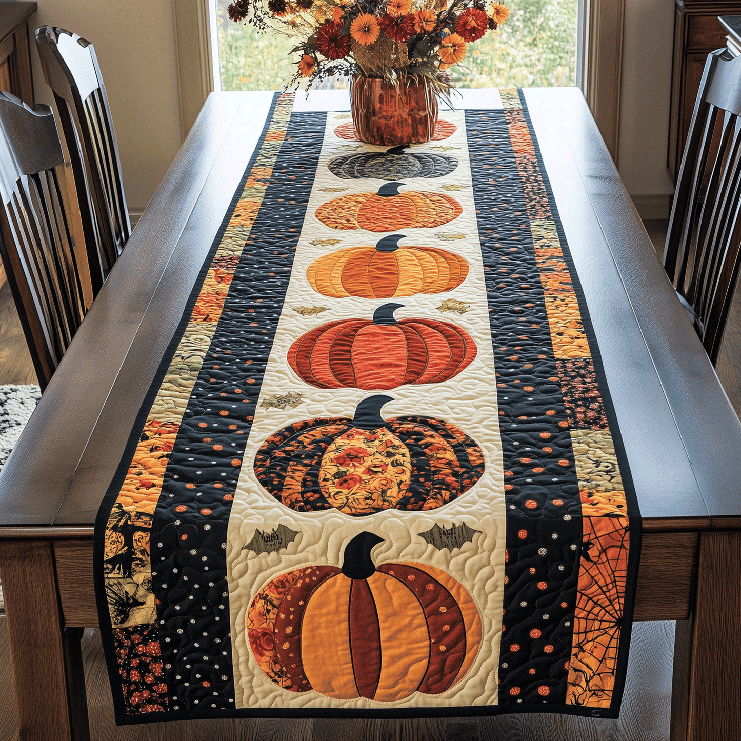 Halloween Pumpkin Quilted Table Runner NCU0TH1770