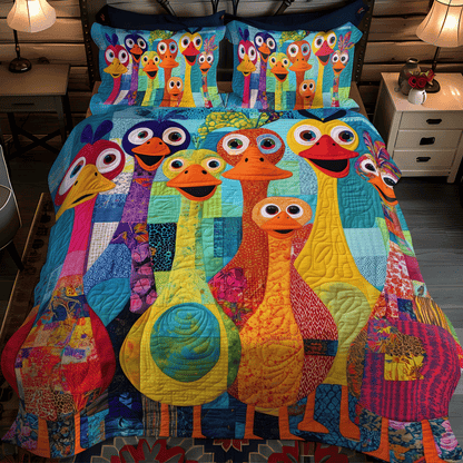 Happy Duck Village 3-Piece Quilted Bedding Set NCU0DV404