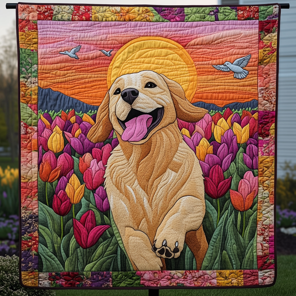 Happy Golden Daydream Quilted Blanket NCU0DK1543