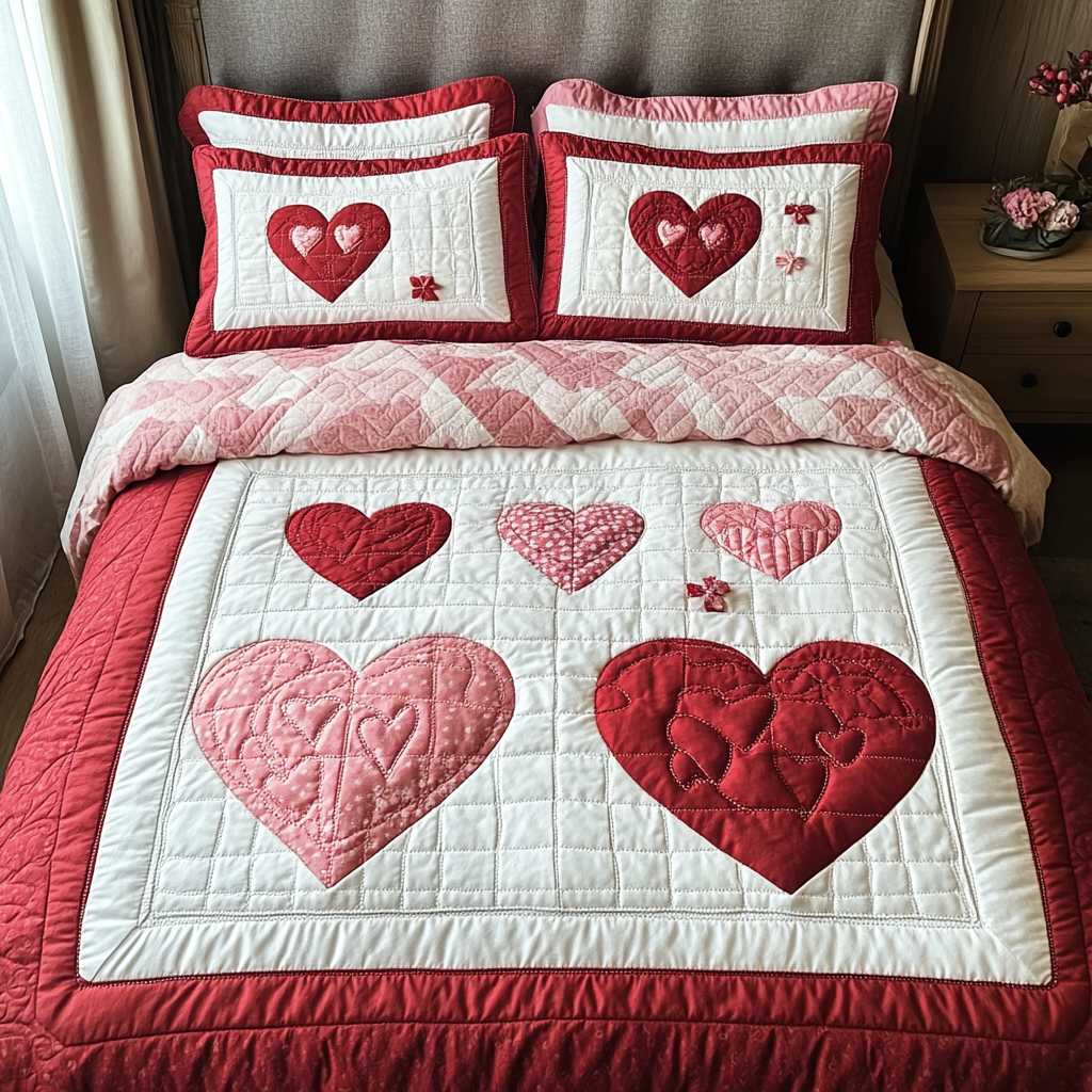 Heart Family Quilted Bedding Set NCU0DV2334