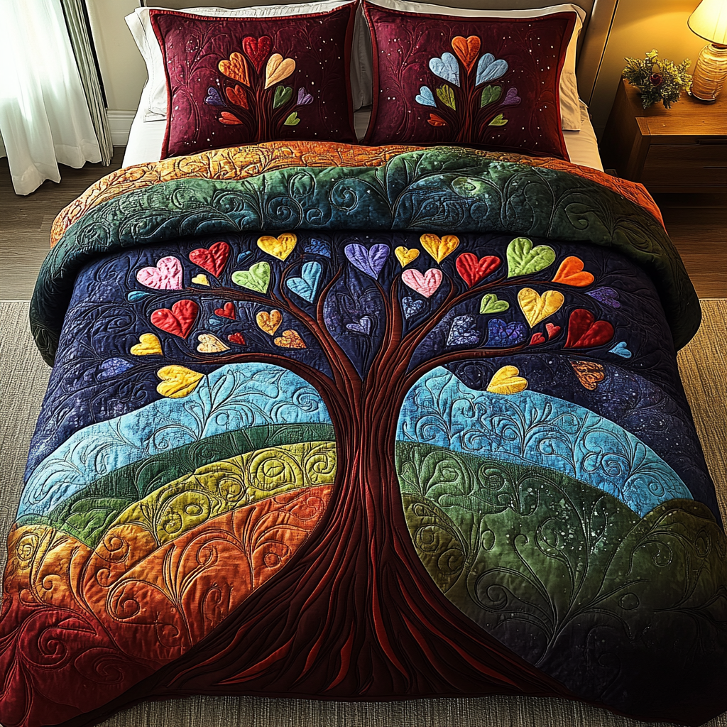 Heartful Roots 3-Piece Quilted Bedding Set NCU0DK3172