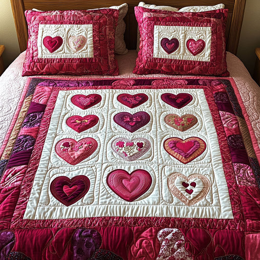 Heartstrings 3-Piece Quilted Bedding Set NCU0NT2603