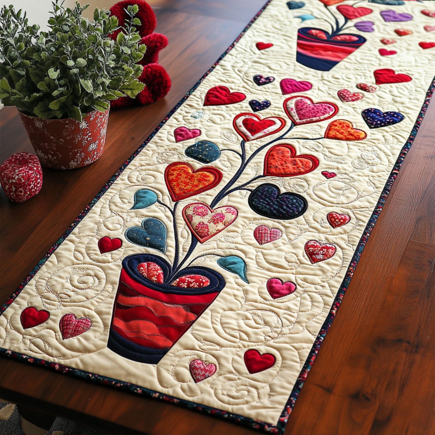 Heartstrings Tree Quilted Table Runner NCU0PT3164