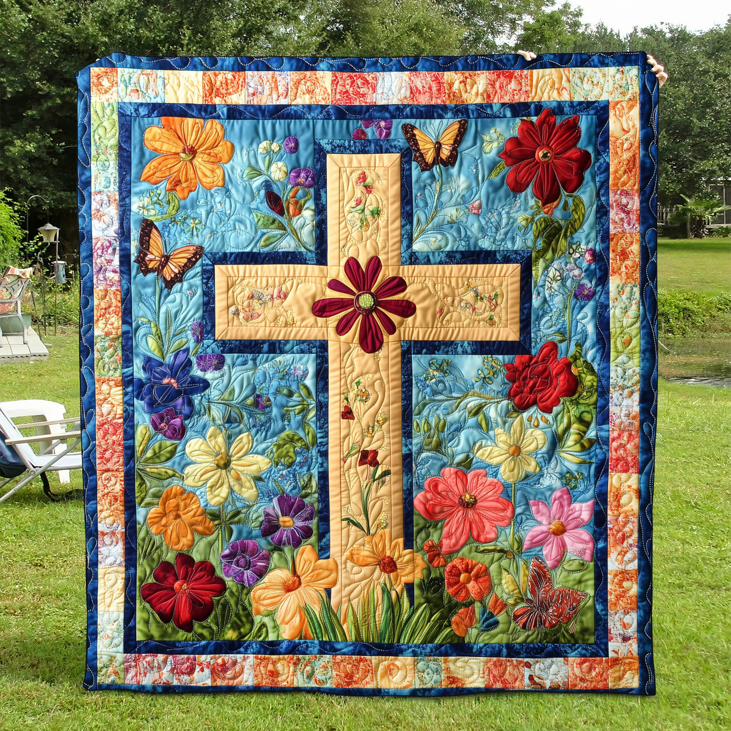 Heavenly Cross Quilted Blanket NCU0VL516