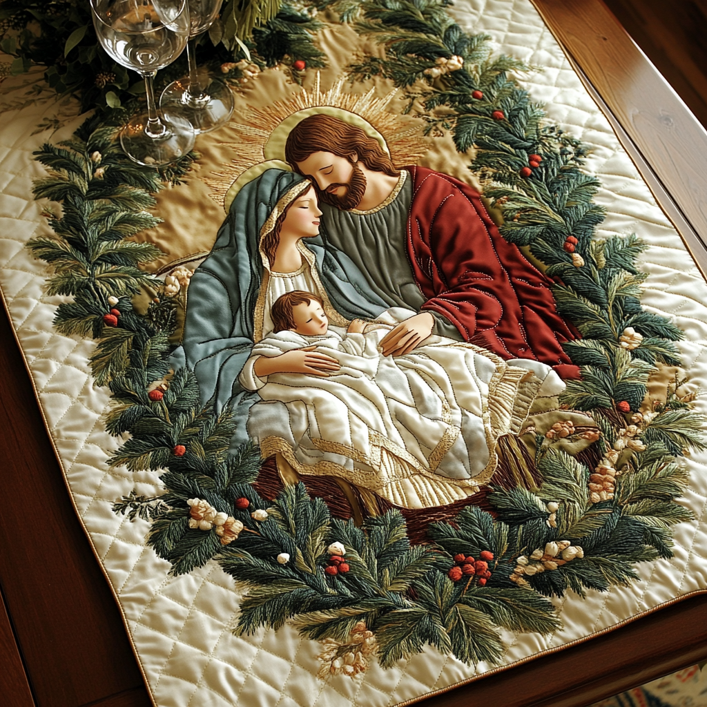 Heavenly Peace Quilted Table Runner NCU0VH665