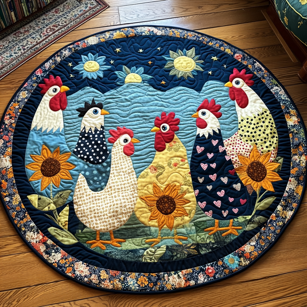 Hen Haven Quilted Round Mat NCU0TL1407