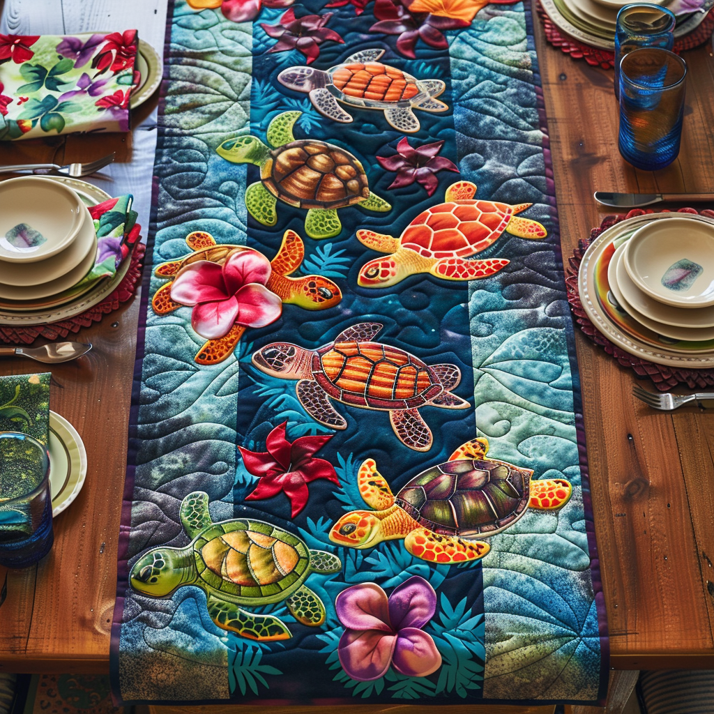 Hibiscus Paradise Quilted Table Runner NCU0DV142