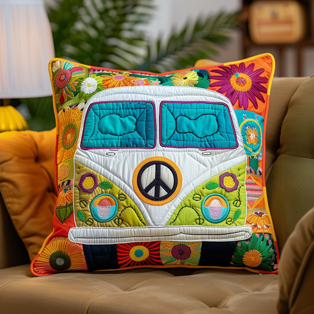 Hippie Bus Quilted Pillow Case NCU0TH345