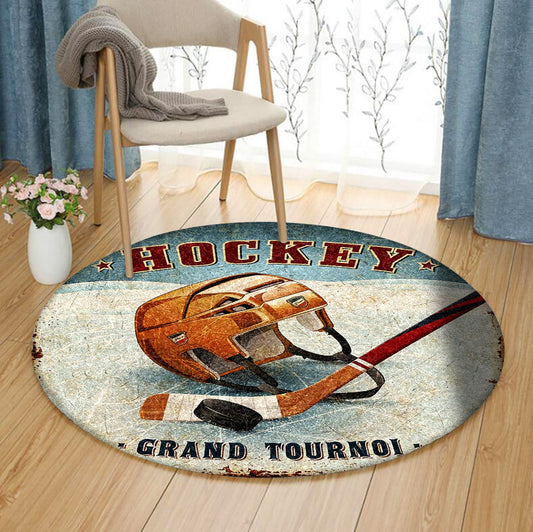 Hockey TN160811TM Round Area Rug