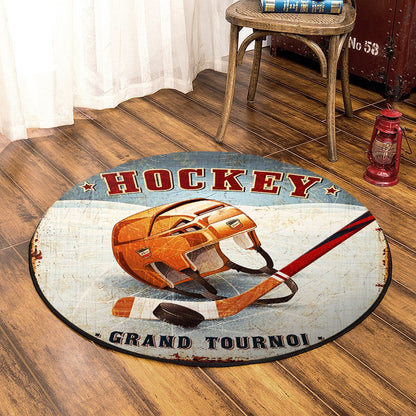 Hockey TN160811TM Round Area Rug