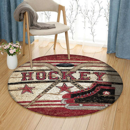 Hockey TN160812TM Round Area Rug