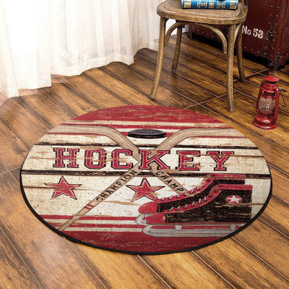 Hockey TN160812TM Round Area Rug