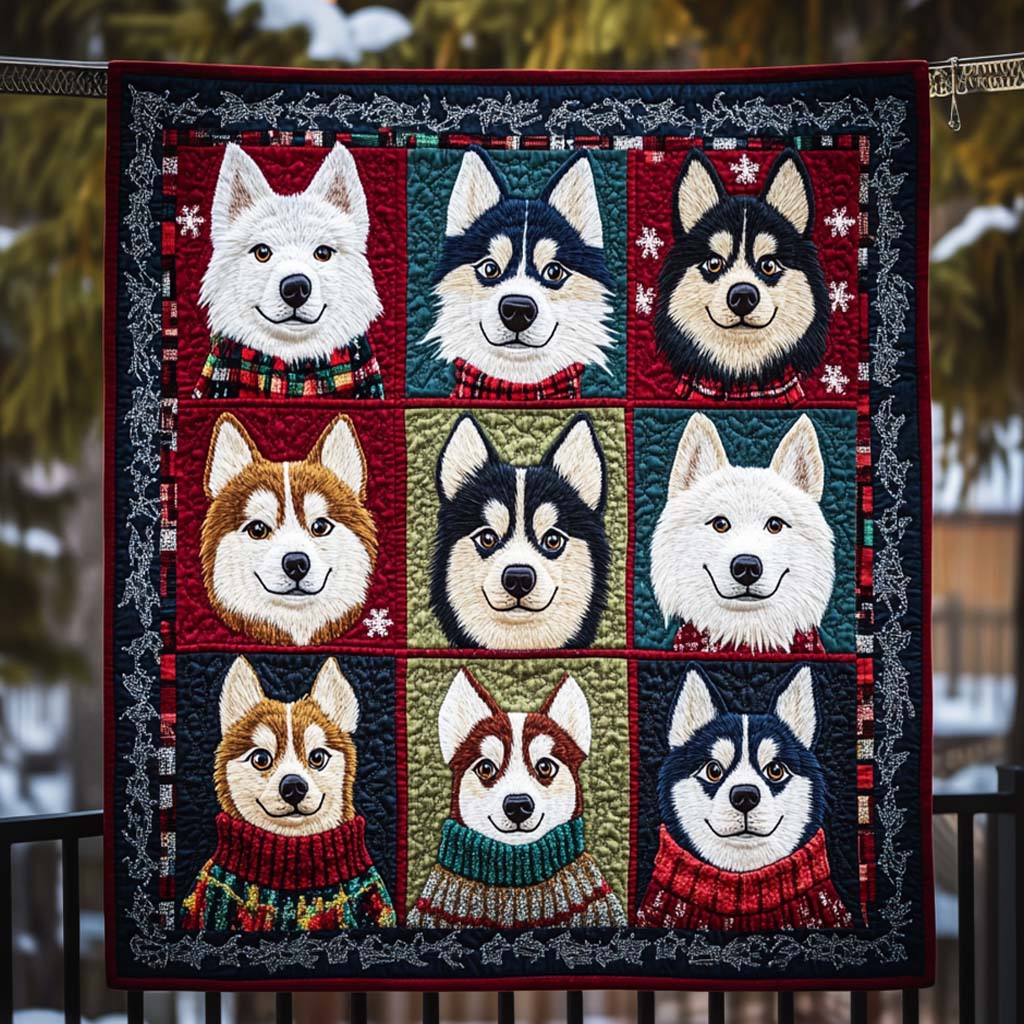 Holiday Husky Joy Quilted Blanket NCU0NT2390