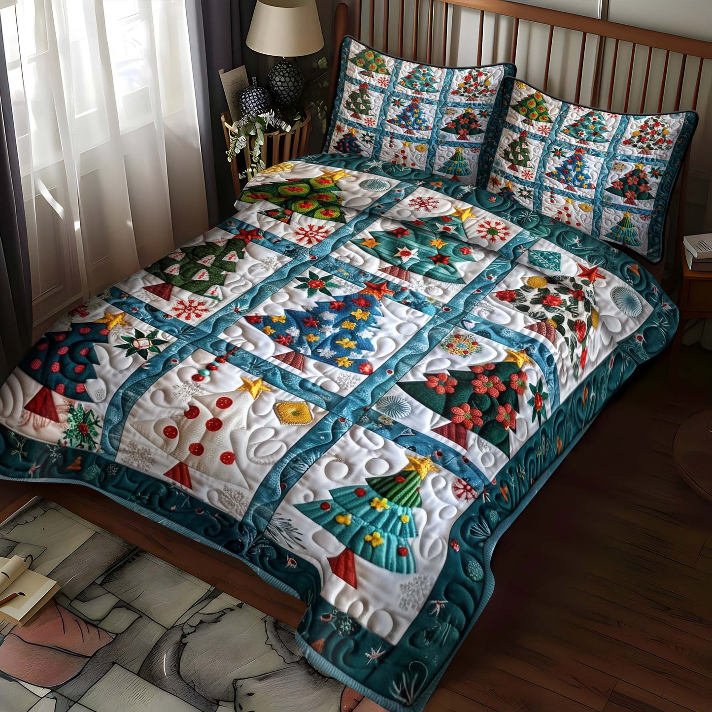 Holiday Lantern 3-Piece Quilted Bedding Set NCU0NT047