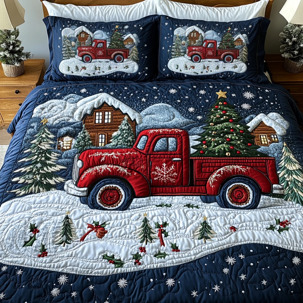 Holiday Hauler 3-Piece Quilted Bedding Set NCU0DK2172