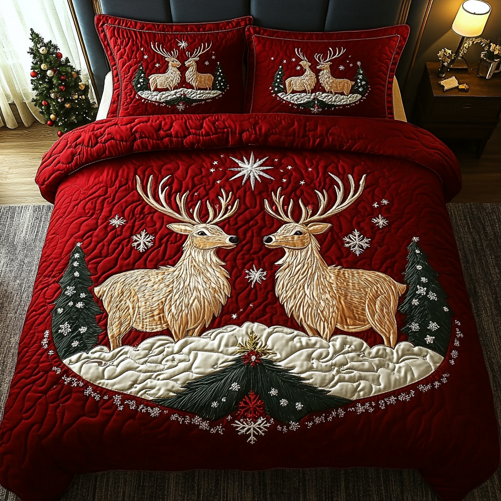 Holiday Herd 3-Piece Quilted Bedding Set NCU0DK2685