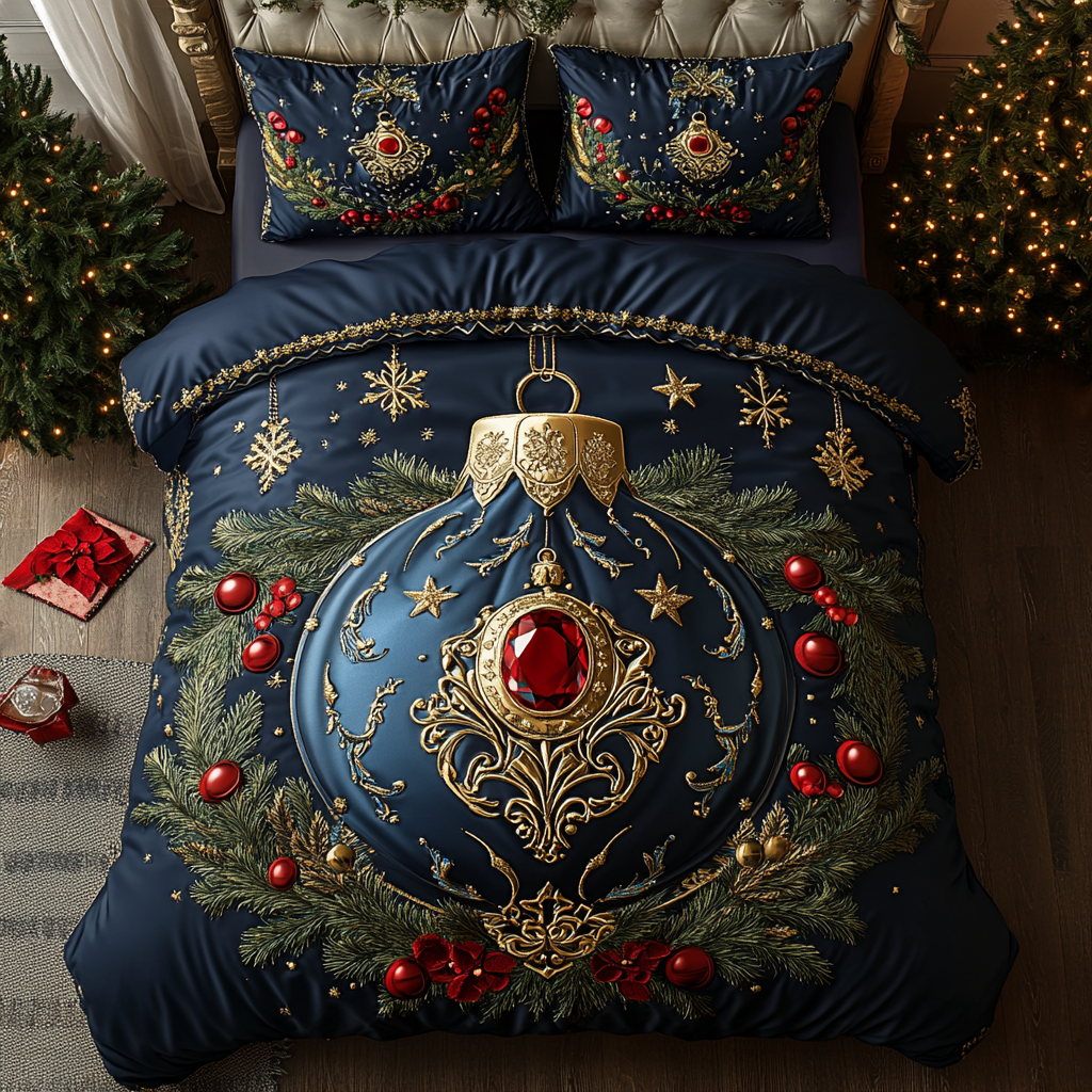 Holiday Opulence 3-Piece Quilted Bedding Set NCU0DK2555