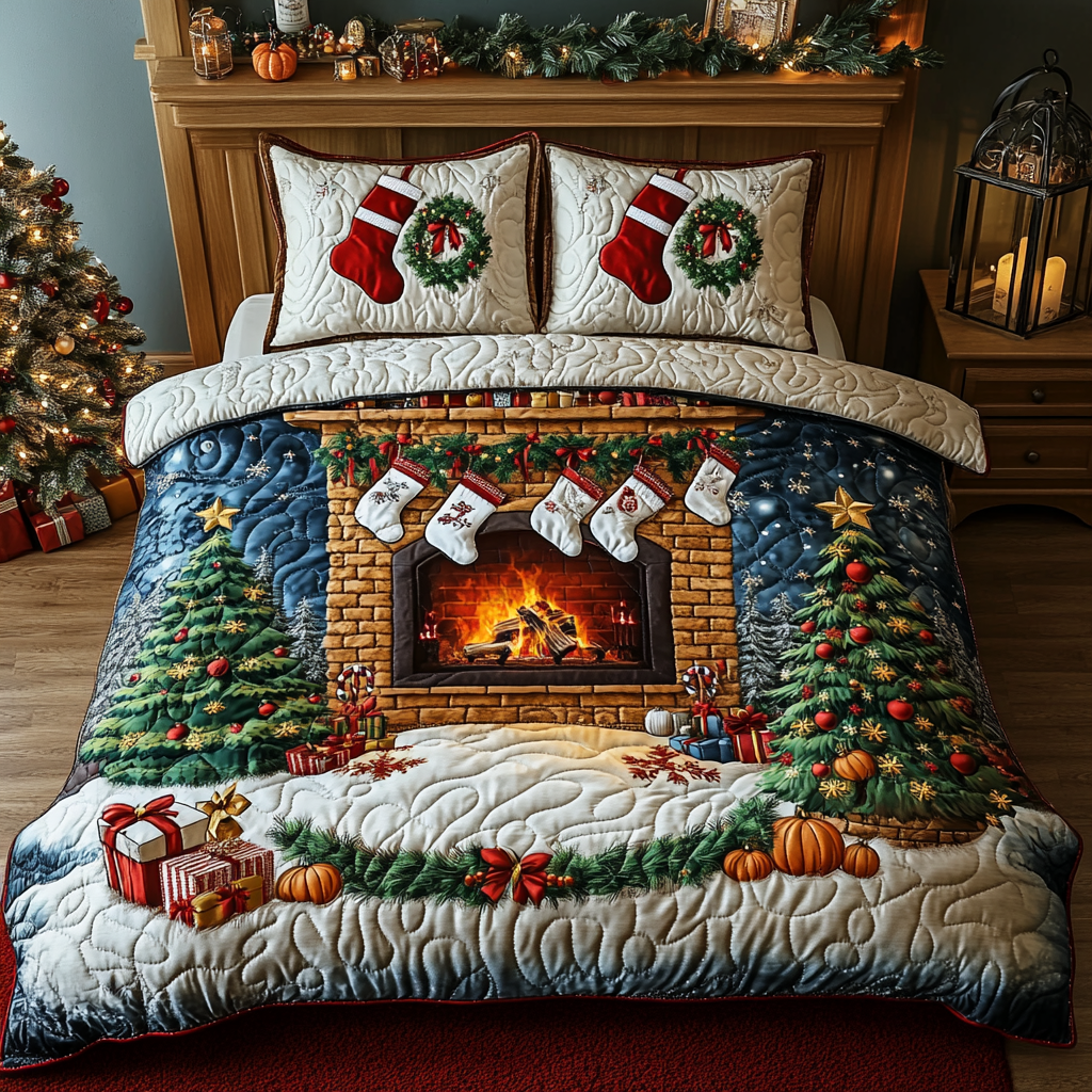 Holiday Warmth 3-Piece Quilted Bedding Set NCU0DK2517