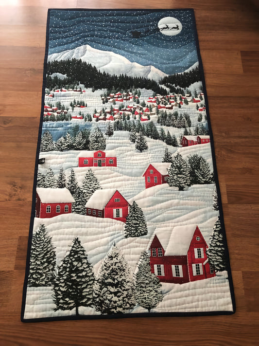 Holy Christmas Village Quilted Table Runner NCU0DV316