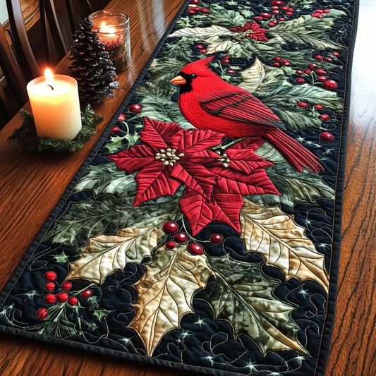 Holly Cardinal Quilted Table Runner NCU0VH092